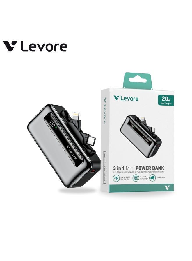 Levore 3-in-1 Mini Power Bank 5000mAh – Portable Fast Charging Power Bank - Image 2